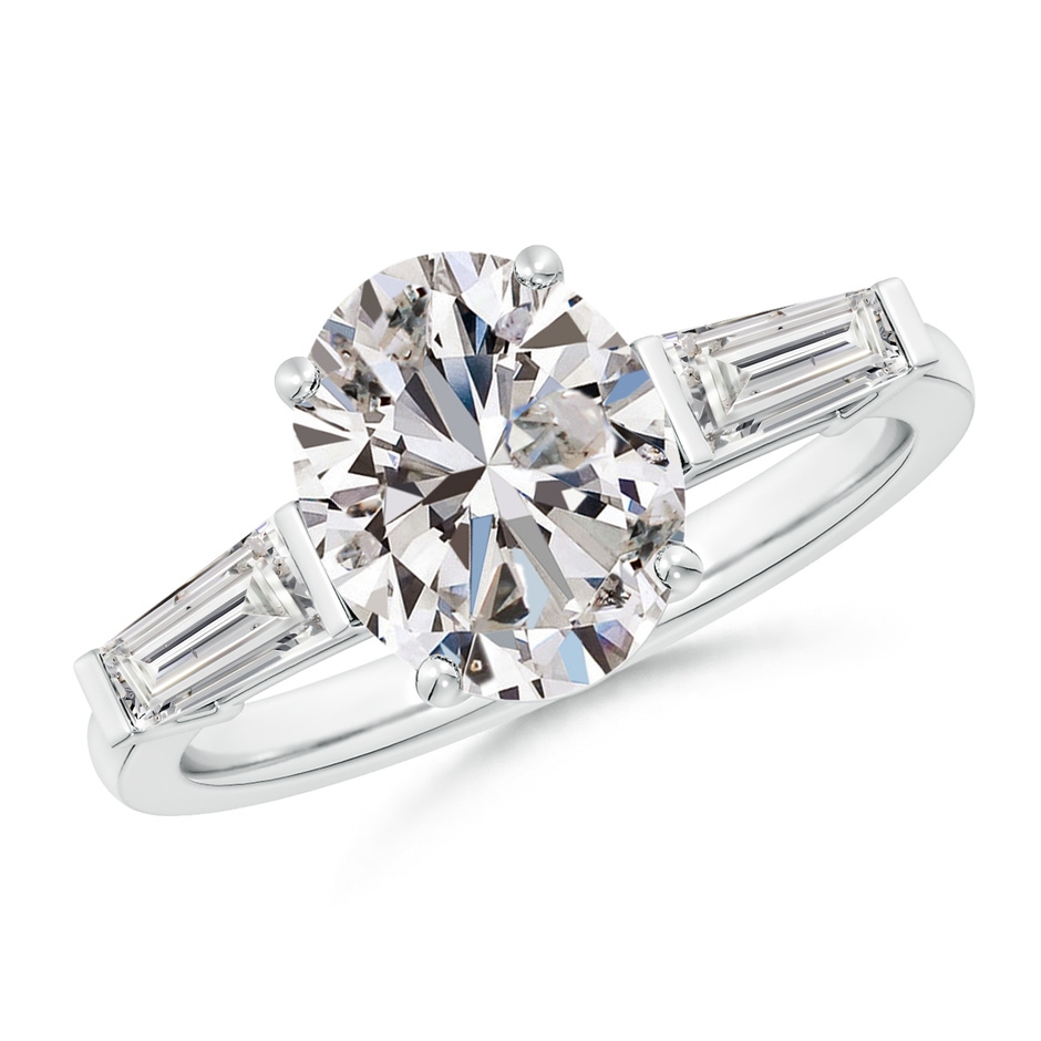 10x8mm IJI1I2 Oval and Tapered Baguette Diamond Side Stone Engagement Ring in P950 Platinum 