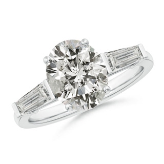 10x8mm KI3 Oval and Tapered Baguette Diamond Side Stone Engagement Ring in P950 Platinum