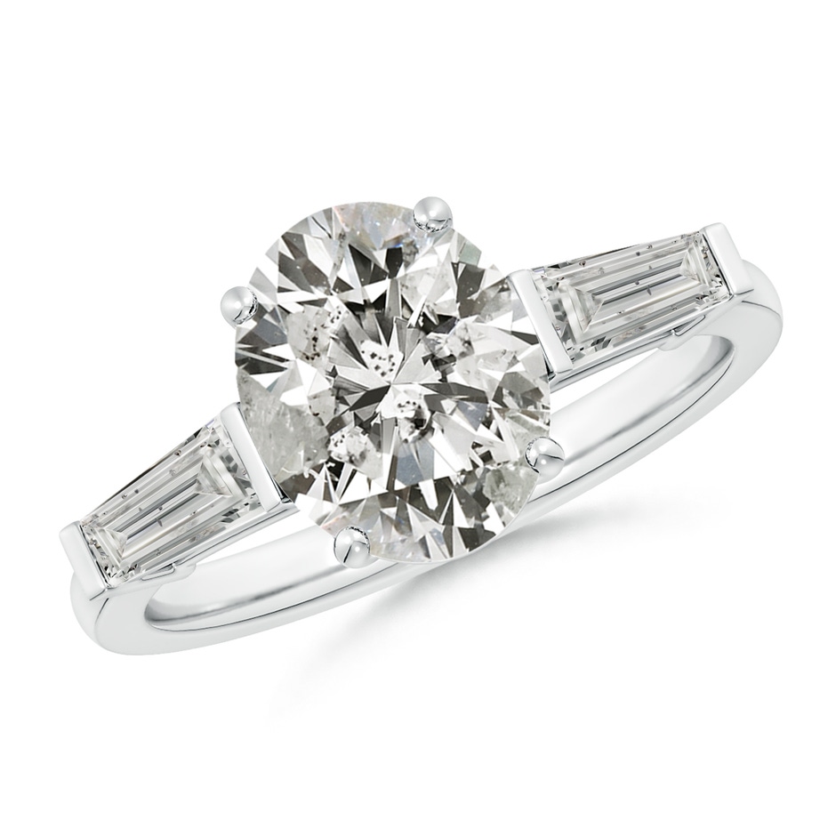 10x8mm KI3 Oval and Tapered Baguette Diamond Side Stone Engagement Ring in P950 Platinum 
