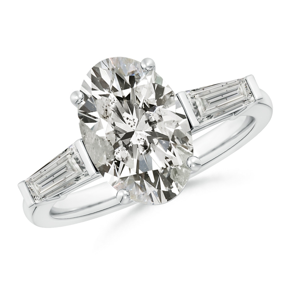 12x8mm KI3 Oval and Tapered Baguette Diamond Side Stone Engagement Ring in P950 Platinum 