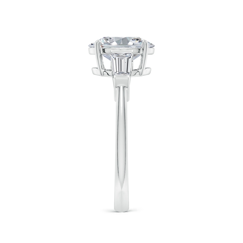 9x7mm HSI2 Oval and Tapered Baguette Diamond Side Stone Engagement Ring in White Gold side 299