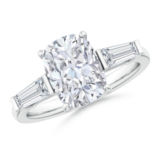 10x7.5mm GVS2 Cushion Rectangular and Tapered Baguette Diamond Side Stone Engagement Ring in P950 Platinum