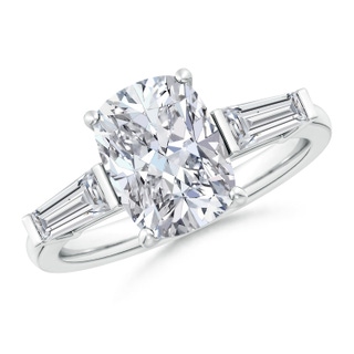 10x7.5mm HSI2 Cushion Rectangular and Tapered Baguette Diamond Side Stone Engagement Ring in P950 Platinum