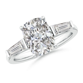 10x7.5mm IJI1I2 Cushion Rectangular and Tapered Baguette Diamond Side Stone Engagement Ring in P950 Platinum