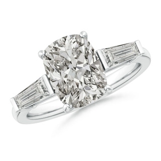 10x7.5mm KI3 Cushion Rectangular and Tapered Baguette Diamond Side Stone Engagement Ring in P950 Platinum