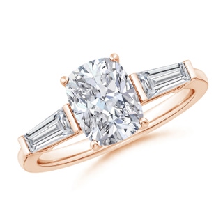 8.5x6.5mm HSI2 Cushion Rectangular and Tapered Baguette Diamond Side Stone Engagement Ring in 9K Rose Gold