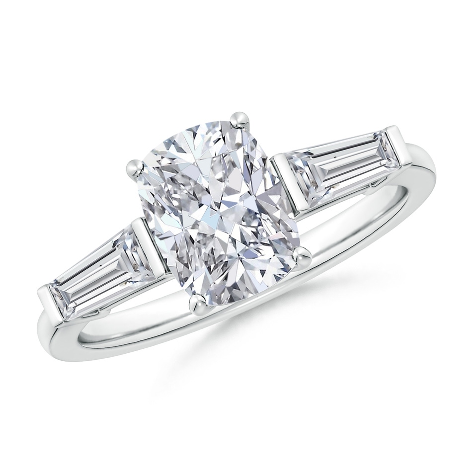 8.5x6.5mm HSI2 Cushion Rectangular and Tapered Baguette Diamond Side Stone Engagement Ring in P950 Platinum 
