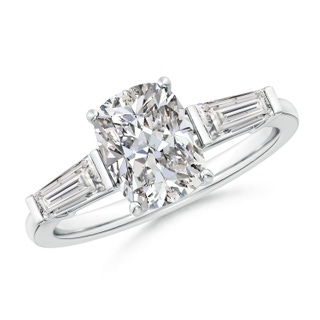 8.5x6.5mm IJI1I2 Cushion Rectangular and Tapered Baguette Diamond Side Stone Engagement Ring in P950 Platinum
