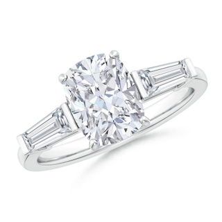 9x7mm GVS2 Cushion Rectangular and Tapered Baguette Diamond Side Stone Engagement Ring in P950 Platinum