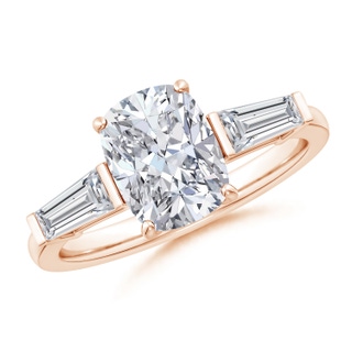 9x7mm HSI2 Cushion Rectangular and Tapered Baguette Diamond Side Stone Engagement Ring in Rose Gold