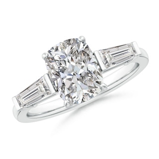 9x7mm IJI1I2 Cushion Rectangular and Tapered Baguette Diamond Side Stone Engagement Ring in P950 Platinum