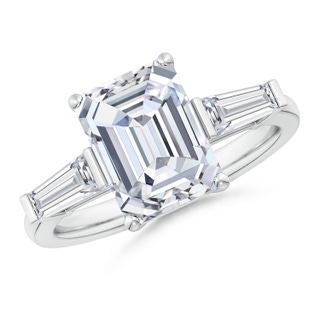 10x7.5mm GVS2 Emerald-Cut and Tapered Baguette Diamond Side Stone Engagement Ring in P950 Platinum