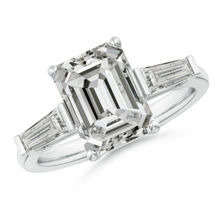 10x7.5mm KI3 Emerald-Cut and Tapered Baguette Diamond Side Stone Engagement Ring in P950 Platinum