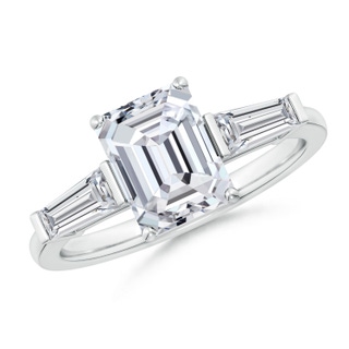 8.5x6.5mm HSI2 Emerald-Cut and Tapered Baguette Diamond Side Stone Engagement Ring in P950 Platinum