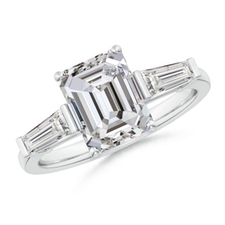 9x7mm IJI1I2 Emerald-Cut and Tapered Baguette Diamond Side Stone Engagement Ring in P950 Platinum