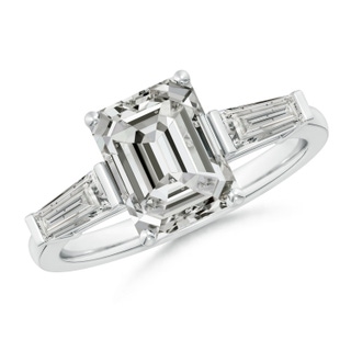 9x7mm KI3 Emerald-Cut and Tapered Baguette Diamond Side Stone Engagement Ring in P950 Platinum