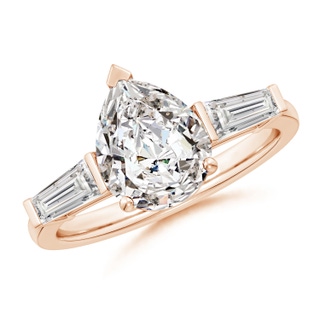 10x8mm IJI1I2 Pear and Tapered Baguette Diamond Side Stone Engagement Ring in 9K Rose Gold