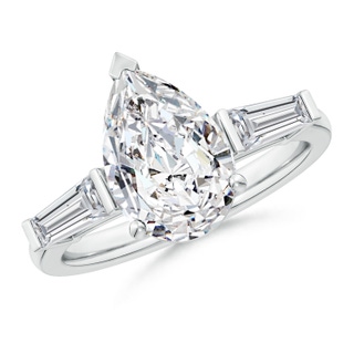 12x8mm HSI2 Pear and Tapered Baguette Diamond Side Stone Engagement Ring in P950 Platinum