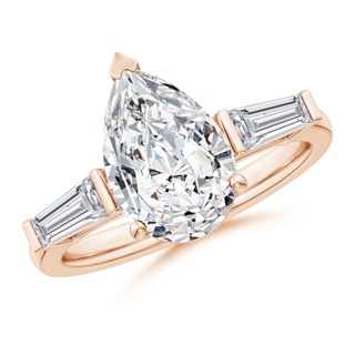 12x8mm HSI2 Pear and Tapered Baguette Diamond Side Stone Engagement Ring in Rose Gold