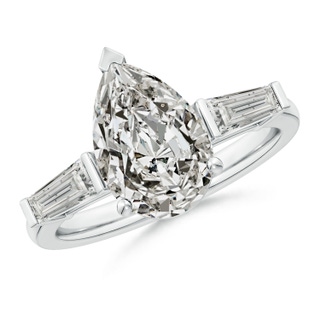 12x8mm KI3 Pear and Tapered Baguette Diamond Side Stone Engagement Ring in P950 Platinum