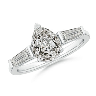 9x7mm KI3 Pear and Tapered Baguette Diamond Side Stone Engagement Ring in P950 Platinum