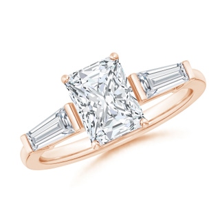 8x6mm GVS2 Radiant-Cut and Tapered Baguette Diamond Side Stone Engagement Ring in 10K Rose Gold