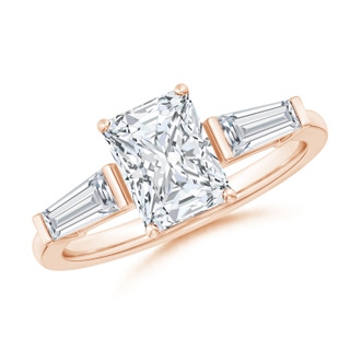 8x6mm GVS2 Radiant-Cut and Tapered Baguette Diamond Side Stone Engagement Ring in Rose Gold