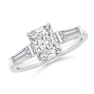 8x6mm HSI2 Radiant-Cut and Tapered Baguette Diamond Side Stone Engagement Ring in P950 Platinum