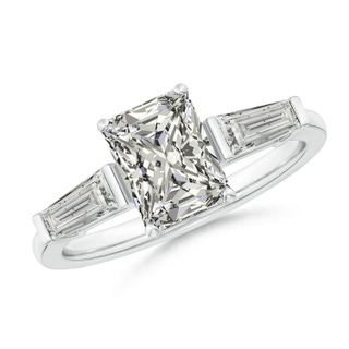 8x6mm KI3 Radiant-Cut and Tapered Baguette Diamond Side Stone Engagement Ring in P950 Platinum