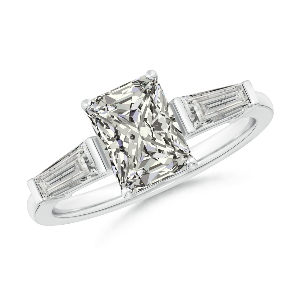 8x6mm KI3 Radiant-Cut and Tapered Baguette Diamond Side Stone Engagement Ring in P950 Platinum 
