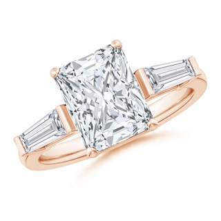 9.5x7.5mm GVS2 Radiant-Cut and Tapered Baguette Diamond Side Stone Engagement Ring in Rose Gold