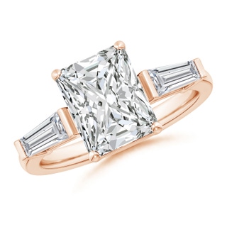 9.5x7.5mm HSI2 Radiant-Cut and Tapered Baguette Diamond Side Stone Engagement Ring in Rose Gold