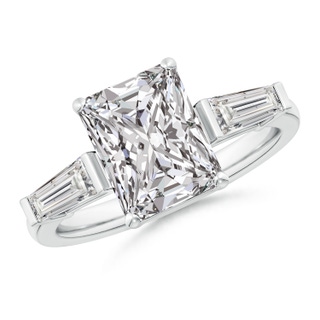 9.5x7.5mm IJI1I2 Radiant-Cut and Tapered Baguette Diamond Side Stone Engagement Ring in P950 Platinum