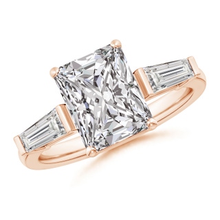 9.5x7.5mm IJI1I2 Radiant-Cut and Tapered Baguette Diamond Side Stone Engagement Ring in Rose Gold