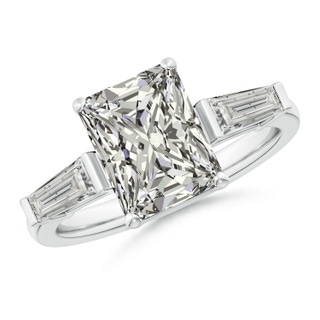 9.5x7.5mm KI3 Radiant-Cut and Tapered Baguette Diamond Side Stone Engagement Ring in P950 Platinum