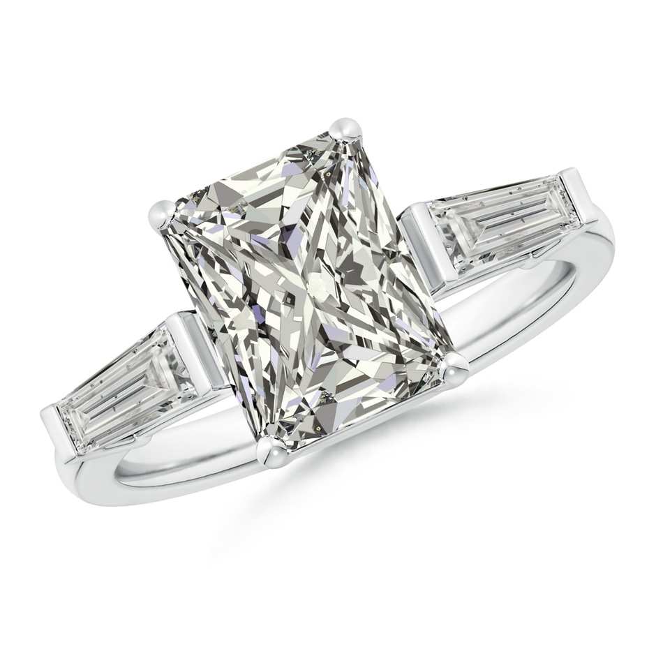 9.5x7.5mm KI3 Radiant-Cut and Tapered Baguette Diamond Side Stone Engagement Ring in P950 Platinum 