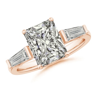 9.5x7.5mm KI3 Radiant-Cut and Tapered Baguette Diamond Side Stone Engagement Ring in Rose Gold