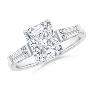 9x7mm GVS2 Radiant-Cut and Tapered Baguette Diamond Side Stone Engagement Ring in P950 Platinum