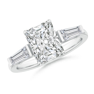 9x7mm HSI2 Radiant-Cut and Tapered Baguette Diamond Side Stone Engagement Ring in P950 Platinum