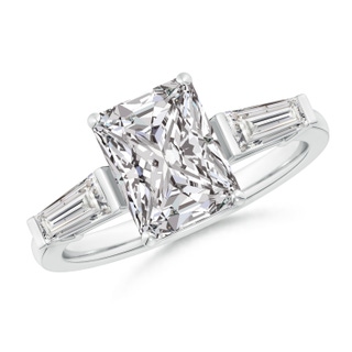 9x7mm IJI1I2 Radiant-Cut and Tapered Baguette Diamond Side Stone Engagement Ring in P950 Platinum