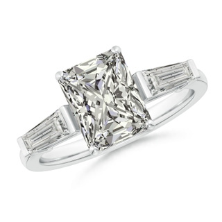 9x7mm KI3 Radiant-Cut and Tapered Baguette Diamond Side Stone Engagement Ring in P950 Platinum