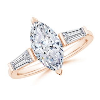13x6.5mm HSI2 Marquise and Tapered Baguette Diamond Side Stone Engagement Ring in 10K Rose Gold