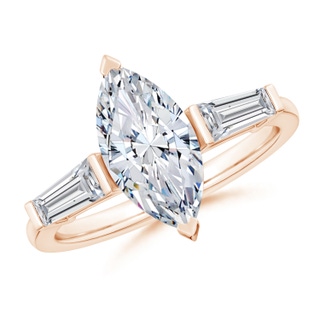 13x6.5mm HSI2 Marquise and Tapered Baguette Diamond Side Stone Engagement Ring in Rose Gold