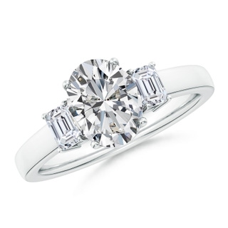 9x7mm HSI2 Oval and Emerald-Cut Diamond Three Stone Engagement Ring in P950 Platinum