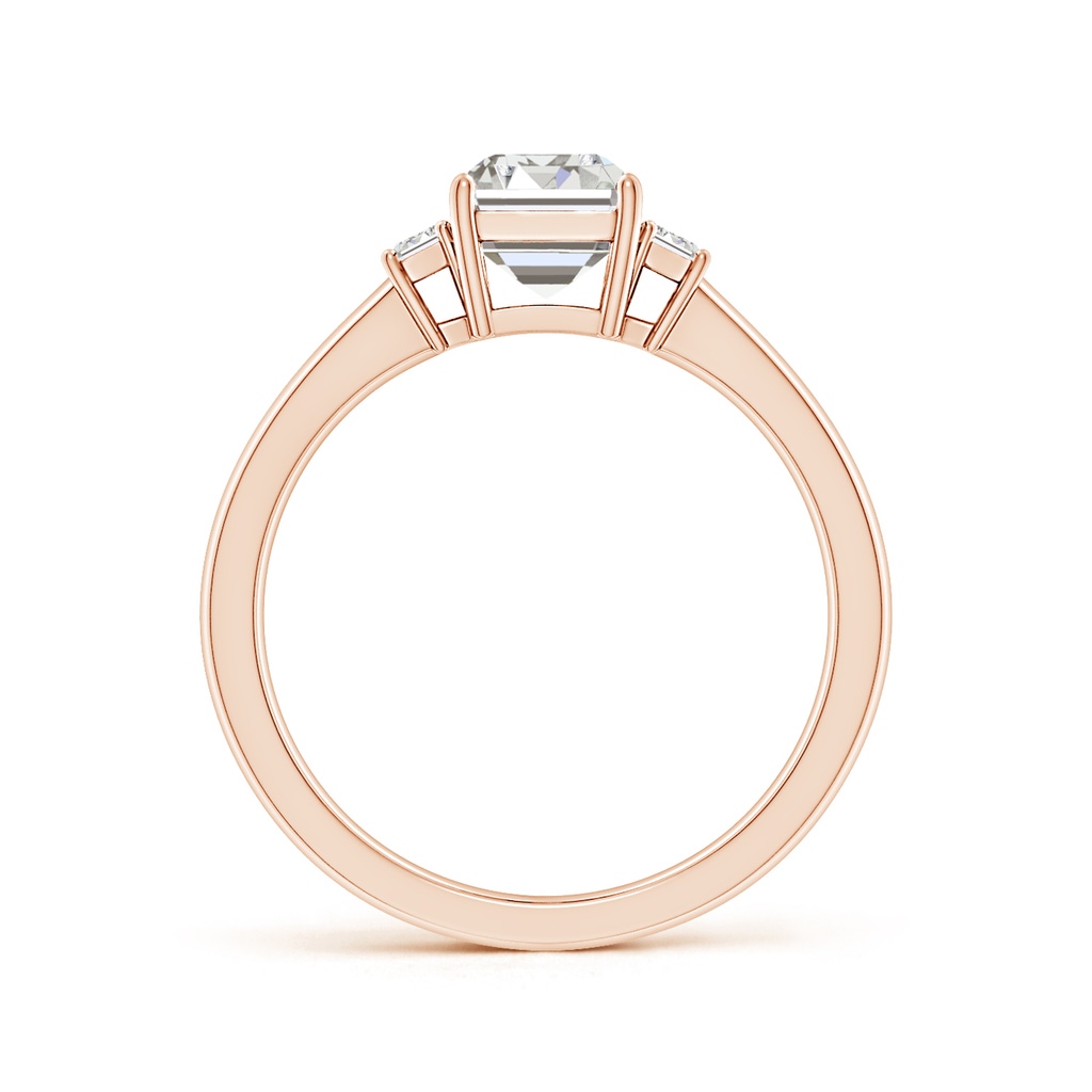 7.5x5.5mm IJI1I2 Emerald-Cut Diamond Three Stone Engagement Ring in Rose Gold Side 199