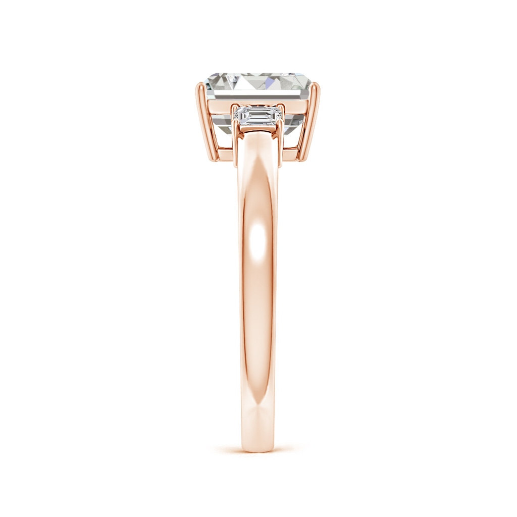 7.5x5.5mm IJI1I2 Emerald-Cut Diamond Three Stone Engagement Ring in Rose Gold Side 299
