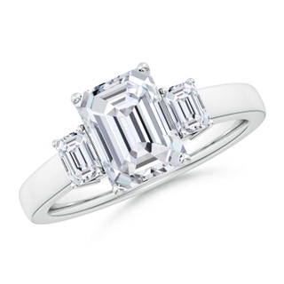 8.5x6.5mm HSI2 Emerald-Cut Diamond Three Stone Engagement Ring in P950 Platinum