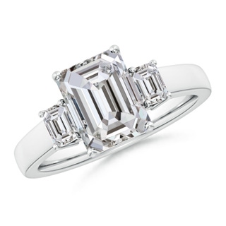 9x7mm IJI1I2 Emerald-Cut Diamond Three Stone Engagement Ring in P950 Platinum