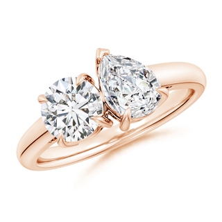 6.5mm HSI2 Round & Pear Diamond Two-Stone Engagement Ring in Rose Gold