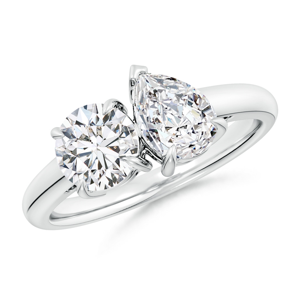 6.5mm HSI2 Round & Pear Diamond Two-Stone Engagement Ring in White Gold